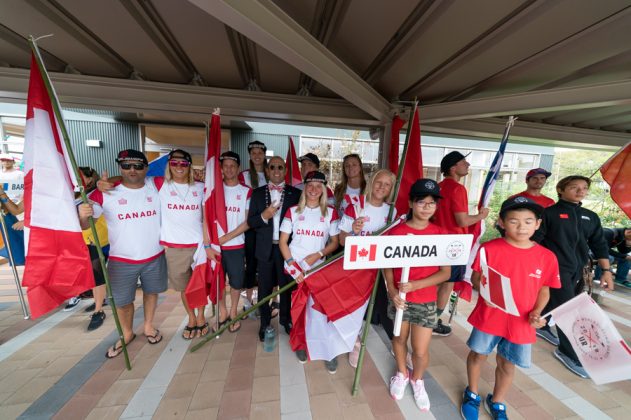 Equipe do Canadá, Cerimônia de abertura do UR ISA World Surfing Games 2018, Long Beach, Tahara, Japão. Foto: ISA / Sean Evans.