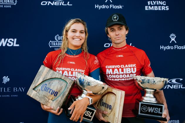 Soleil Errico e Harrison Roach, Classic Malibu, First Point, Malibu Beach, Califórnia (EUA). Foto: WSL / Beatriz Ryder.