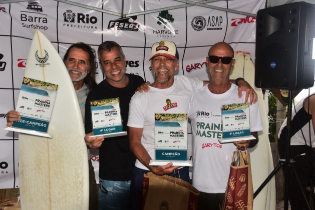 Pódio Local 60+, Prainha Masters 2022, Rio de Janeiro. Foto: Nelson Veiga.