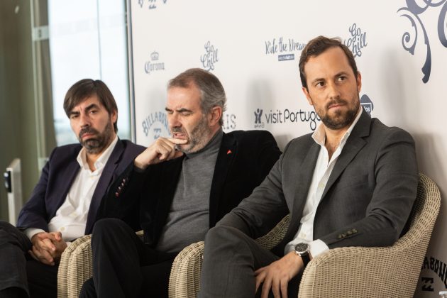 Nuno Alves (Presidente da União de Freguesias Carcavelos Parede, Francisco Kreye (Vereador do Desporto da Câmara de Cascais), José Sequeira (Grupo Nabeiro), Conferência de Imprensa, Capítulo Perfeito 2024, Portugal. Foto: Divulgação.