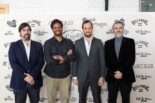 Nuno Alves (Presidente da União de Freguesias Carcavelos Parede, Rui Costa, Francisco Kreye (Vereador do Desporto da Câmara de Cascais), José Sequeira (Grupo Nabeiro), Conferência de Imprensa, Capítulo Perfeito 2024, Portugal. Foto: Divulgação.