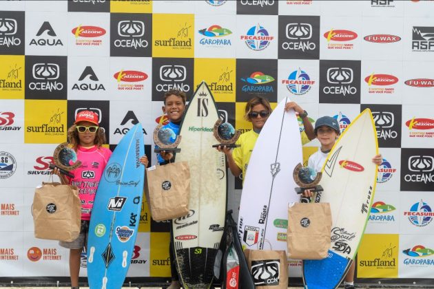 Pódio Sub 10 Masculino, Surf Talentos Oceano, Garopaba (SC). Foto: Márcio David.