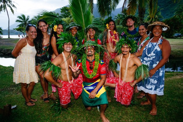 Italo Ferreira,  Vahine Fierro, Brisa Hennessy e John John Florence, Tahiti Pro 2024, Teahupoo. Foto: WSL / Matt Dunbar.