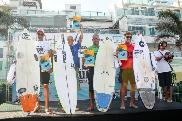 Pódio Kahuna, Circuito Brasileiro Master, Rio Surf Festival, Praia da Macumba (RJ). Foto: Pablo Zanocchi.