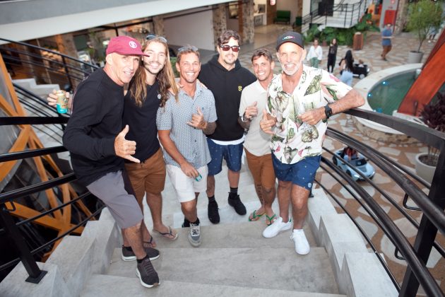 Almir Salazar, Leco Salazar, Daniel Cortez, Matheus Salazar e Picuruta Salazar, Inauguração Salazar Ocean, shopping Mares Ilha Mall, Perequê, Ilhabela (SP). Foto: Divulgação.