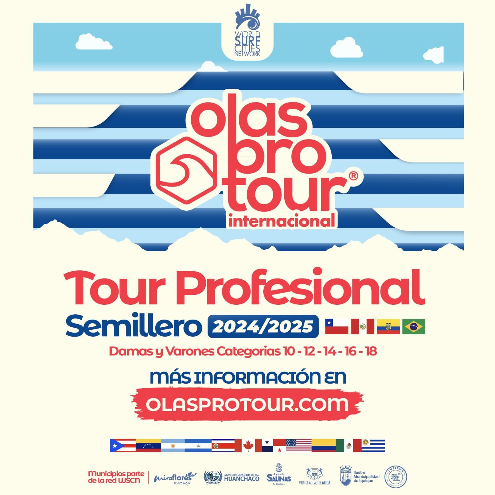 Cartaz do Semillero Olas Pro Tour América 2024/2025.