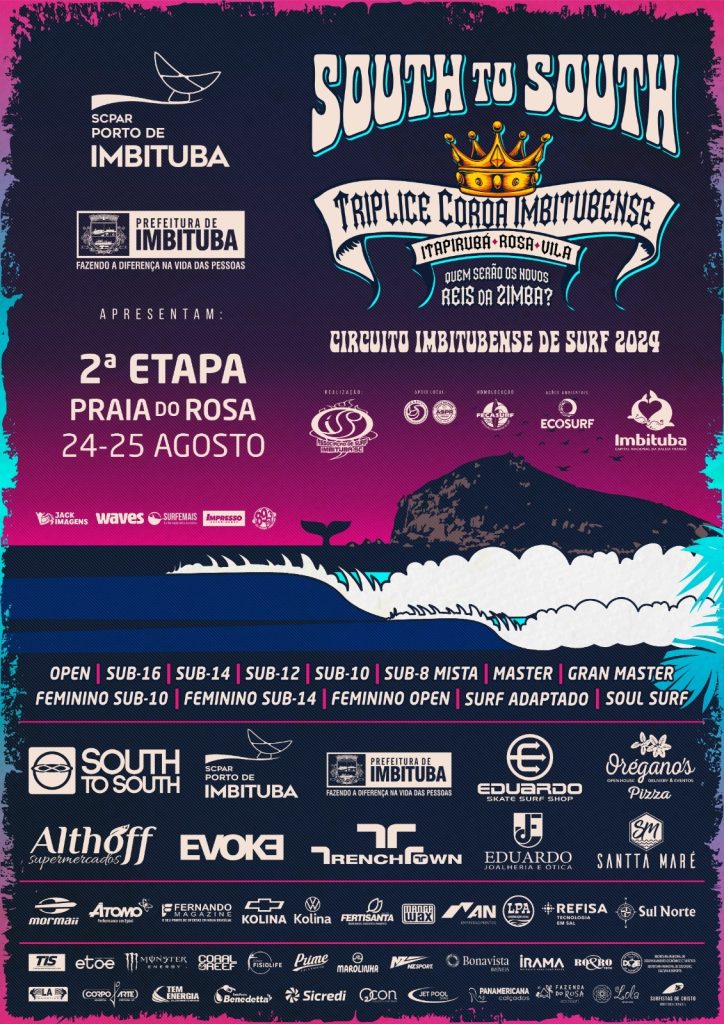 Cartaz oficial da Tríplice Coroa de Surf Imbitubense, Praia do Rosa, Imbituba (SC).