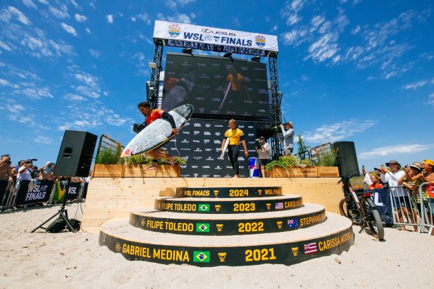 Italo Ferreira e John John Florence, WSL Finals 2024, Trestles, Califórnia (EUA). Foto: WSL / Thiago Diz.