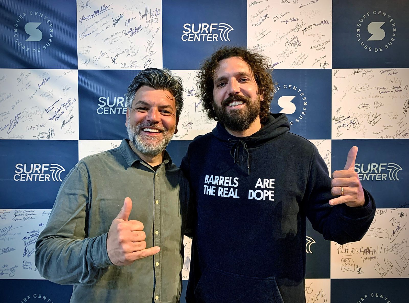 Diretor executivo da Surf Center, Mario Henrique Lima e Felipe Baracchini.