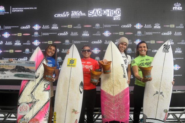 Pódio Feminino, Taça Brasil 5000, São Chico Pro, Prainha (SC). Foto: Márcio David.