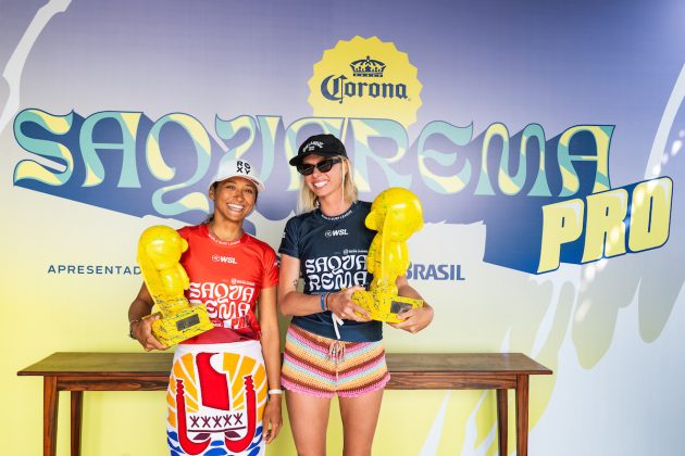 Macy Callaghan e Vahine Fierro, Corona Saquarema Pro 2024, Itaúna, Rio de Janeiro. Foto: WSL / Thiago Diz.