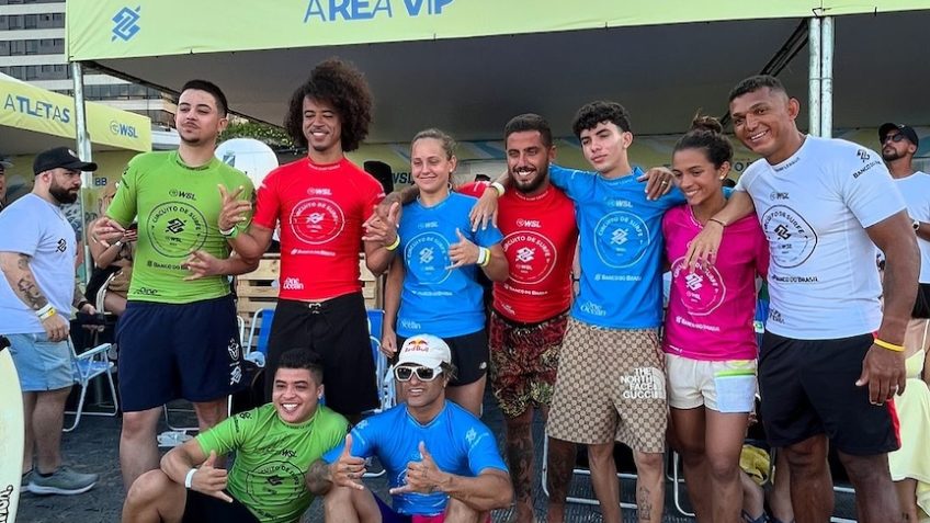 Italo Ferreira, Filipe Toledo, Rayssa Leal, Isaquias Queiroz e L7 durante etapa  Circuito BB, Praia de Miami, Natal (RN).