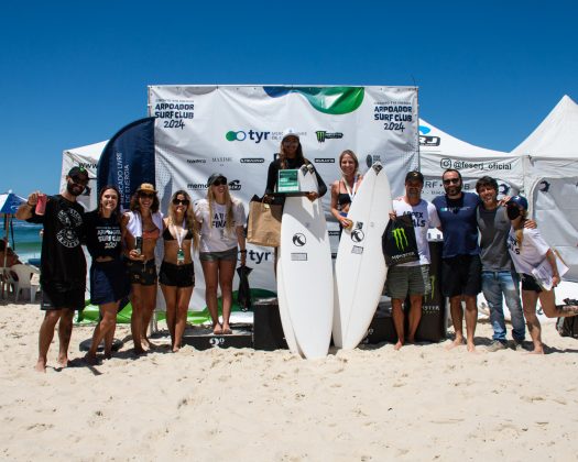 Pódio da categoria Feminino, Arpex Finals, 2ª etapa do circuito Tyr Energia Arpoador Surf Club 2024. Foto: Federico Zambonini.