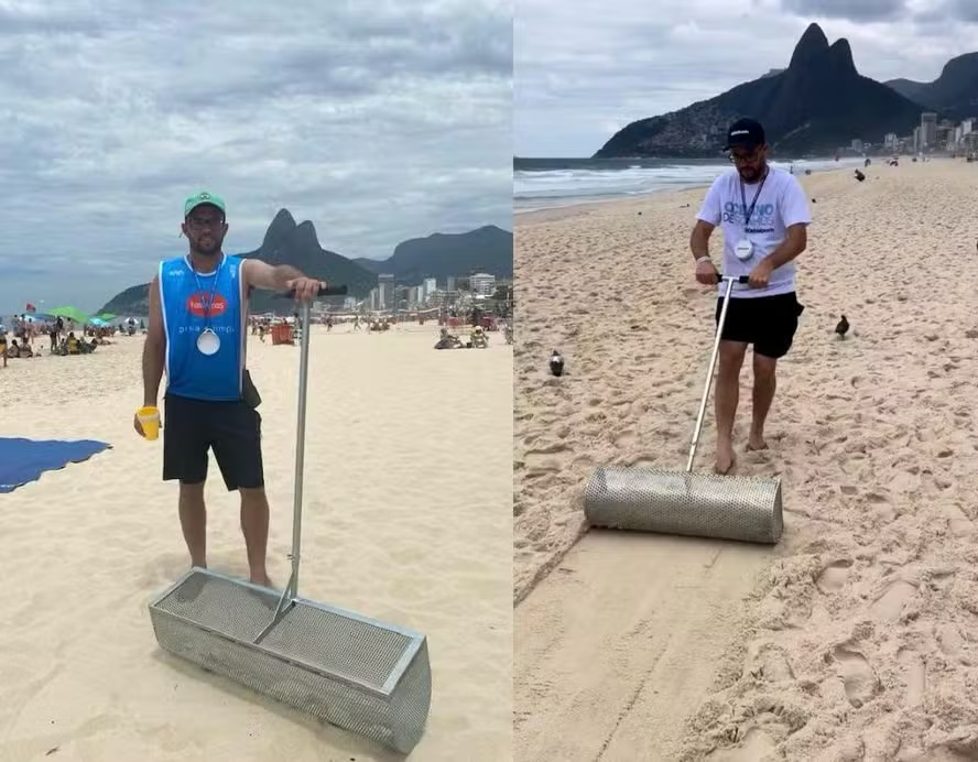 Diego Saldanha com EcoPeneira na Praia do Leblon, Rio de Janeiro (RJ).
