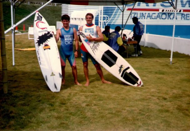 Fabinho Goveia e Glen Winton, Japão, . Foto: Arquivo pessoal.