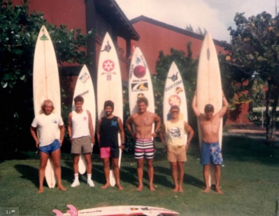 Murillo Brandi, Rodolfo Lima, Jorge Pacelli, Taiu, Fabinho Gouveia e Anésio, Kuilima, Hawaii,. Foto: Arquivo pessoal.