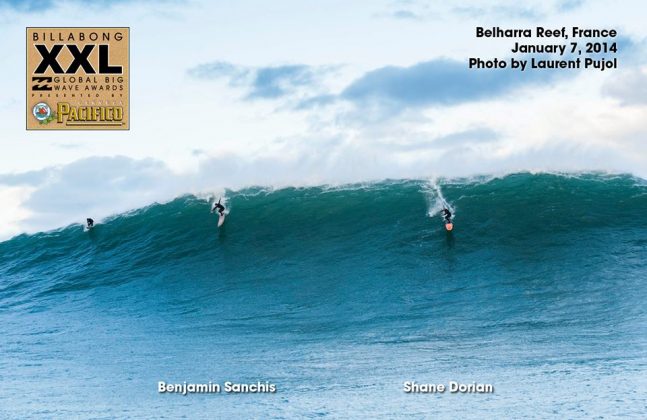 Benjamin Sanchis e Shane Dorian, Belharra Reef, França, . Foto: Billabong XXL.