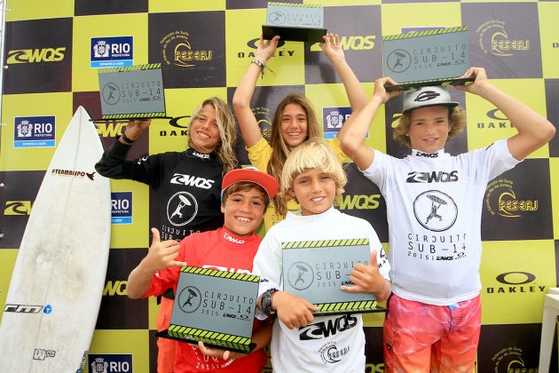 Campeões 2015 Circuito Oakley WQSurf Sub 14 Estadual de Surf 2015, Canto do Recreio (RJ). Foto: Patrícia Lelot.