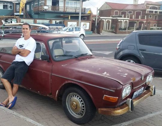 Gil Pereira e sua máquina, . Foto: Arquivo pessoal.