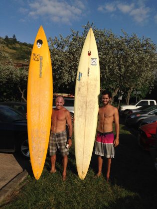 Ricardo Bocão e seu filho Bruce nos jardins de Waimea. Foto: Arquivo pessoal Bocão.