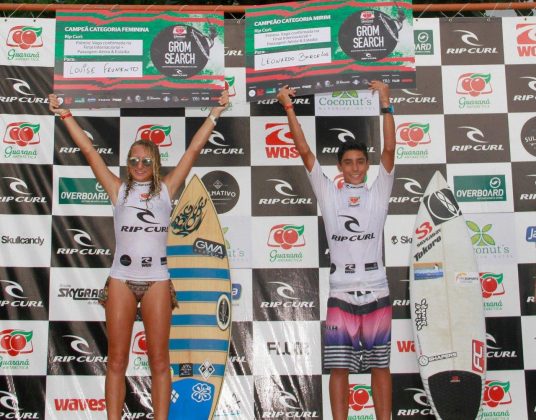 Louisie Frumento e Leonardo Barcelos, Rip Curl Grom Search 2016, praia de Maresias, São Sebastião (SP). Foto: Gerson Kaestner.