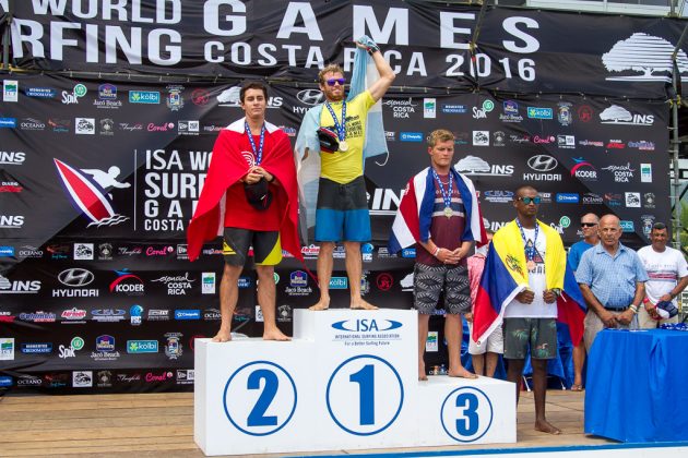 Pódio Masculino, INS ISA World Surfing Games 2016, Jacó, Costa Rica. Foto: ISA / Jimenez.