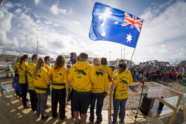 Equipe australiana, ISA SUP e Paddleboard 2017, Vorupør, Dinamarca. Foto: ISA / Sean Evans .