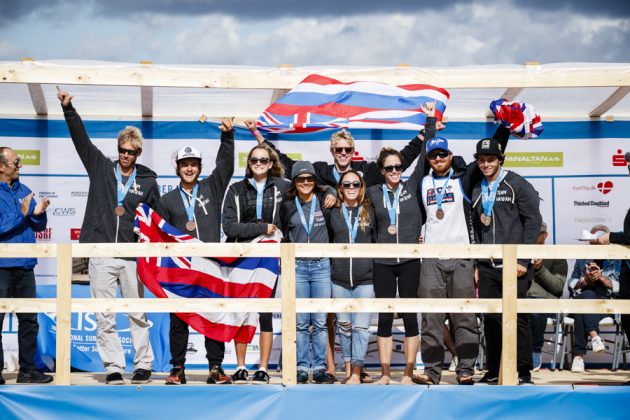 Equipe havaiana, ISA SUP e Paddleboard 2017, Vorupør, Dinamarca. Foto: ISA / Reed.