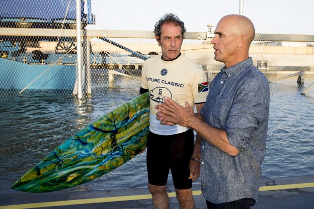 Shaun Tomson e Kelly Slater, Future Classic 2017, Surf Ranch, Califórnia (EUA). Foto: WSL / Morris.