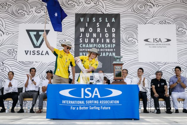 Cerimônia de abertura do Vissla ISA World Junior 2017, Okuragahama Beach, Hyuga, Japão. Foto: ISA / Reed.