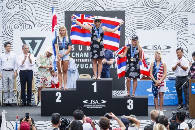 Finalistas da Feminino Sub 18, Vissla ISA World Junior 2017, Hyuga, Japão. Foto: ISA / Reed.