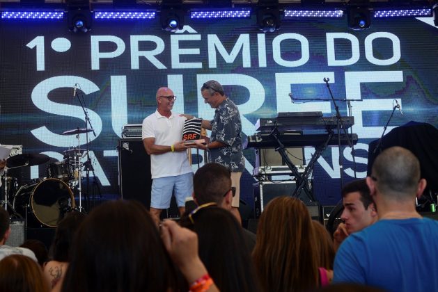 Cachito Douat e Bento Xavier, Prêmio do Surfe Catarinense 2017, Florianópolis (SC). Foto: Marcio David.