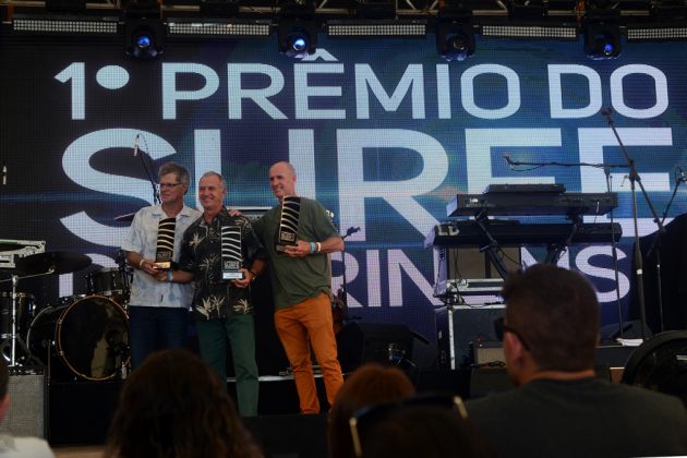 Celso Ramos, Avelino Bastos e João Schilickman, Prêmio do Surfe Catarinense 2017, Florianópolis (SC). Foto: Marcio David.